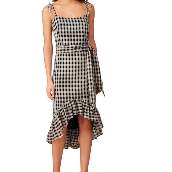 Cosmopolitan X DTO Black White Gingham Freya Midi Dress Size Small - Picture 2 of 13